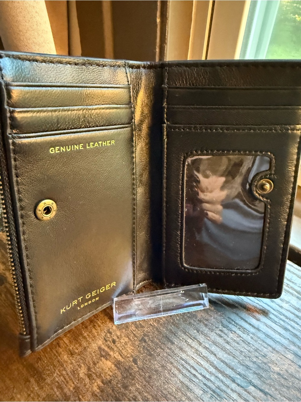 NWOT Kurt Geiger Black Quilted Wallet with Gold Emblem - Picture 4 of 4